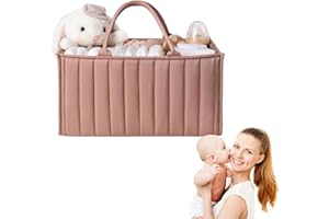 YELKOEYN Großkapazitäts Wickelorganizer - Tragbarer Wickeltisch Organizer, Hochwertige Praktische Baby Zubehör, Multifunktionaler Stauraum Windel Organiser, Wahl für Ausflüge Nappy caddy organiser Pink