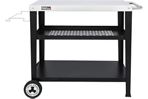 ‎ROYAL GOURMET Royal Gourmet PC3404S Rollbarer Esstisch mit Müllbeutelhalter, für den Außenbereich, Garten, Terrasse, Grill, Küche, Lebensmittelzubereitungswagen, 76,2 cm L x 48,3 cm B, Edelstahl-Tischplatte, Silber