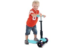 HOMCENT Monopattino per bambini con ruote illuminate a LED, 4 velocità, regolabile in altezza, rimovibile, regolabile, doppia ruota posteriore grande, per bambini, ragazzi e ragazze e sopra i 2 anni