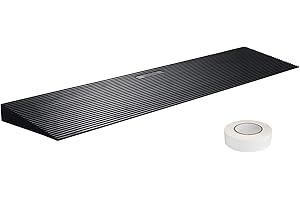 VEVOR 1.2" Rise Cuttable Threshold Ramp for Sweeping Robot, 35.4" Wide Natural Rubber Wheelchair Ramp, Non-Slip Solid Rubber Ramp with Double-Sided Tape for Doorways, Driveways, Bathroom, Smooth Tile