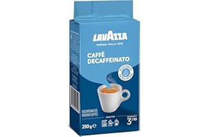 Lavazza, Caffè Decaffeinato, Café Molido Natural Descafeinado, para Cafetera Italiana, de Filtro y Francesa, con Notas de Frutos Secos, Arábica y Robusta, Intensidad 3, Tueste Medio, 250 g