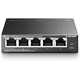 TP-Link PoE Switch 5-Port Gigabit, 4 PoE+ ports up to 30 W for each PoE port and 65 W for all PoE ports, Metal Casing, Plug a