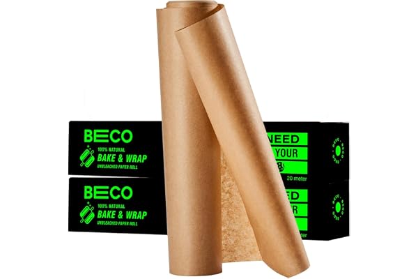 Beco Eco-Friendly Premium Baking & Wrapping Paper 40 Mtrs 11" x 20 Mtrs Roll (Pack of 2) Chemical Free Parchment & Cooking Paper 100% Bamboo Pulp