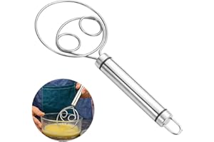 STARKVISTA Batidor Danés Original, Danish Dough Whisk de Acero Inoxidable, Mezclador de Masa Grande, 6.5 Pulgadas, Ideal para Amasar Pan, Pizza, Masa Húmeda y Secas, Fácil de Limpiar (Upgraded)