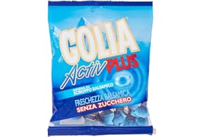 Golia Activ Plus, Caramelle Balsamiche, Freschezza Balsamica, Mentolo e Eucaliptolo, Senza Zucchero, Ripieno di Sciroppo Balsamico, Busta da 90g