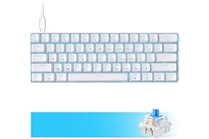 Dierya Gaming Tastatur,60% Prozent Mechanische Tastatur mit Blue Clicky Switch,Ultra-Compact Mini 61 Tasten Anti-Ghosting,Typ-C-Datenkabel,US Layout für PC Windows Gamer Typist