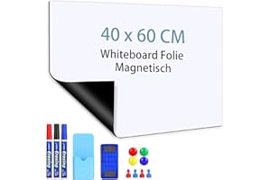 ZANFQVO Tableau Blanc Magnetique, 40 x 60 cm, Adhésif Tableau Blanc Effaçable Autocollant, Film Réfrigérateur Magnétique, Tableau Aimanté Mural Film pour l'école et le bureau