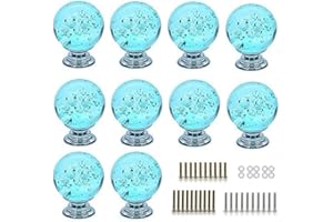FBSHOP(TM) 10 Stück Aqua Blau Süße Bubbles Ball Crystal Glas Knopf Deko Türknauf Möbelknauf Pull Griff für Möbel Schublade Schrank Kommode Kleiderschrank Tür Küche & Baby Kid 's Kinder Möbel Decor
