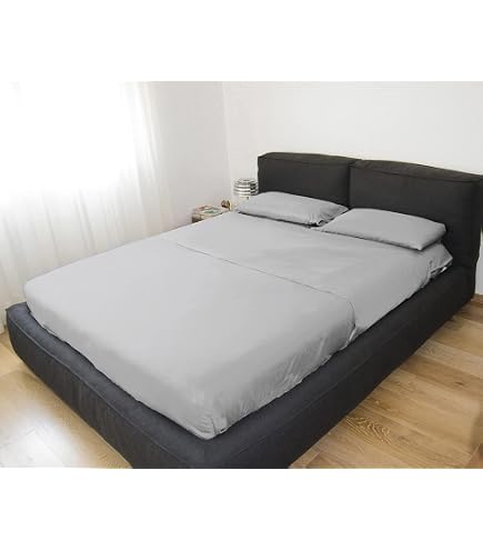 GEMITEX Bettwäsche-Set Doppelbett – Schwarz, Bügelfrei, Satinoptik, 100% Polyester-Mikrofaser – 4-teilig, Made In Italy