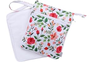 Hisprout Waterproof Breast Pump Bag Storage Bag with Removable Waterproof Mat for Outdoor Activities Stylish Design Diaper Pack,Rosa Multiflora