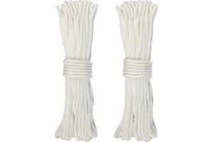 BAVUNV Nylon Seil, 2 Rollen 20m Fahnenseil 6mm Dick Nylon Outdoor Seil, Stabiles Polypropylen-Seil Fahnenmast Seil Sonnensegel Seil für Garten Outdoor Camping Wäscheleine Himmelsvorhang