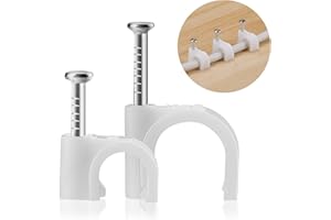 ANYUAN BOY 200 Pezzi Clip per cavi Chiodi,6 mm/10 mm clip per cavi rotonde con Chiodo in Acciaio per Gestione dei Cavi Elettrici