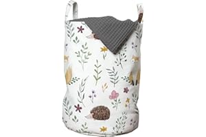 ABAKUHAUS Wald Wäschesack, Rural Wildlife Zusammensetzung, Wäschekorb mit Griffen Kordelzugverschluss für Waschsalons, 33 cm 