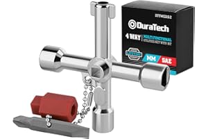 DURATECH Clé Utilitaire Multifonction 4 en 1 avec Panneton - Universelle pour Radiateurs Gaz Électrique, Boîtes de Compteur, Robinet, Serrure