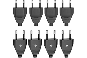 VECBMN 8 Pièces Prise Electrique Male, Fiche Male Prise Electrique 250V 2.5A, Prise Male Plate, Fiche Euro Schuko Fiche D'alimentation Domestique Décorative à Encastrer ou à Remplacer, Prise Electrique Male