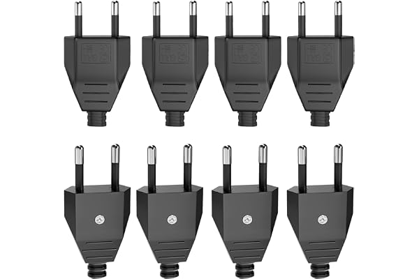 8 Pièces Prise Electrique Male, Fiche Male Prise Electrique 250V 2.5A, Prise Male Plate, Fiche Euro Schuko Fiche D'alimentation Domestique Décorative à Encastrer ou à Remplacer, Prise Electrique Male