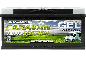 Electronicx GEL 12V 140Ah batteria Deep Cycle – senza manutenzione per camper, roulotte, barca, casetta da giardino, impianto solare off-grid – 393×175×190 mm – batteria a gel servizi