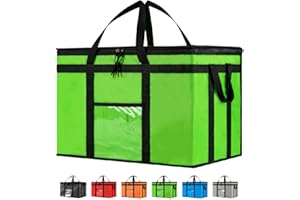 NZ home 3XL Insulated Cooler Bag and Food Warmer for Delivery & Grocery Shopping with Zippered Top, Green (1 Pack)