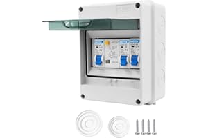 AXOTEN Sicherungskasten Aufputz IP65,Aufputz Verteiler Kleinverteiler,Verteilerkasten für Zuhause/Büro/Einkaufszentrum,Leistungsschalter 40A,Luftschalter 6A+16A,5 Module