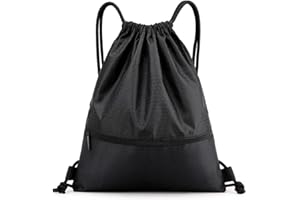 FenFang Sac à Dos Cordon Grand, Sac à Cordon Tissu Noir Sac Sport Gym D'école de Serrage Fille Garçon, Sac de Piscine à Cordelette Gym Bag pour Natation Yoga Voyage Plage Femme Homme Enfants