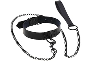 DAVBNM Black PU Leather Punk Choker, O-ring Choker Necklace for Man Women, Adjustable PU Necklaces for Halloween Cosplay (Black)