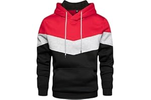 Generisch Sudadera con capucha para hombre, talla M, patchwork, color azul, chaqueta de invierno, calle, informal, deportiva, suelta, ropa de trabajo, suéter para