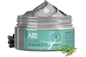 ANAI RUI ANAiRUi Masque de Boue de la Mer Morte au Charbon Actif et à l'Huile d'Arbre à Thé - Détoxifiant et Nettoyant en Profondeur, Réduit les Pores et les Points Noirs, Traitement du Visage
