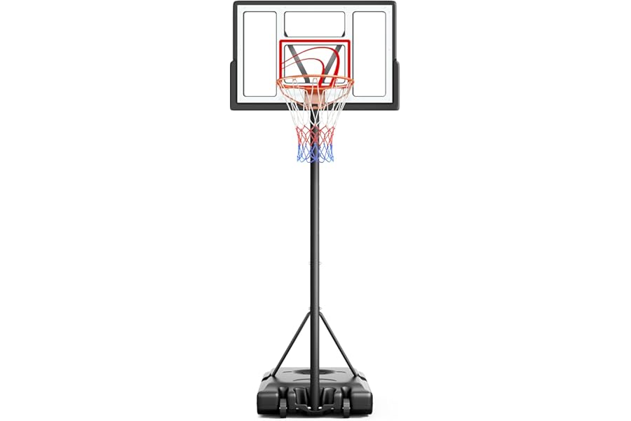 Yohood Basketball Hoop Outdoor, 10FT Professional Portable Basketball Hoop for Kids Adults Youth, Basketball Stand with Wheels Sturdy Backboard Adjustable Height Net Set System Game Park Garden
