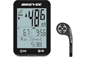 Bikevee Wireless GPS Bike Computer 2.4" Display Altitude Speed Distance Backlight IPX7 Waterproof for Road MTB Cycling
