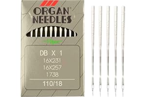 Trimming Shop Organ Foot Sewing Machine Needles Size SY3355 DPX17 110/18, Universal Fits Most Brands for Household, Industrial Sewing Machine, Silver (10pcs)