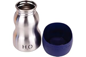 H2O4K9 Stainless Steel Dog Water Bottle and Travel Bowl, Small, 270 ml, Deep Navy