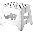Fah Home Folding Step Stool for Adults and Kids Holds Up to 300 lbs,Non-Slip Folding Stools with Portable Handle, Compact Plastic Foldable Step Stool for Bathroom,Bedroom, Kitchen