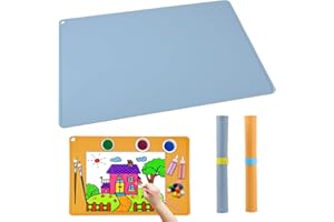 ‎GEEKHOM GEEKHOM 2 Stück Malunterlage für Kinder 60x40cm - A2 Silikon Bastelunterlage Groß Silikonmatte für Malen, Harz, Sand Art - Antihaft & Waschbar, Schreibtischunterlage mit Erhöhten Kanten (Gelb + Blau)