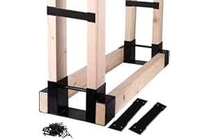 MOFEEZ Outdoor Firewood Log Storage Rack Bracket Kit,Fireplace Wood Storage Holder-Adjustable to Any Length