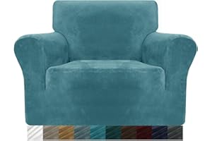 ‎MAXIJIN MAXIJIN Dicke Samt Stuhlhussen für Sessel Stretch rutschfeste Sofabezug 1-Sitzer Hunde Katze Haustier Wohnzimmer 1-teiliger Sofa Protector Stuhl Schonbezug (1 Sitzer, Pfauen Blau)