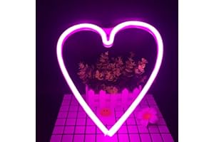 VIENTIANE LED Néon Lampe de Nuit, Lampe au Néon Murale Lampe Luminaire avec Boîte de Batterie et USB pour Salon Chambre D'anniversaire de Mariage Cadeau (Cœur)
