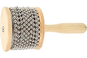 EULBEVOLI Wooden Cabasa, Steel Ball Cabasa Hand Crank for Children Teaching Musical Instrument(Medium cabassa)