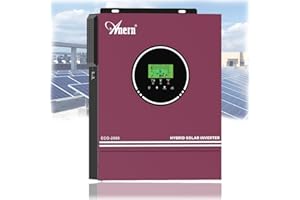 Anern Inversor Solar 2000W 12V Inversor híbrido 12 V CC a 220 V/230 V CA Inversores híbridos con Regulador Solar MPPT de 80A PV Máx.400V, Funciona con baterías de Plomo y Litio de 12V