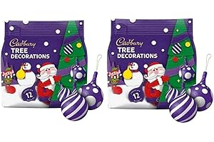 SOOLAR 2 x Cadburys Dairy Milk Chocolate Tree Decoration Baubles - Christmas Tree Festive Treats - Stockings Fillers