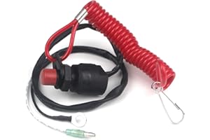 AOOWEI Universal Emergency Engine Kill Stop Switch 12V DC Motorcycle Outboard Lawn Mowers Emergency Engine Kill Stop Switch with Tether Lanyard Cord
