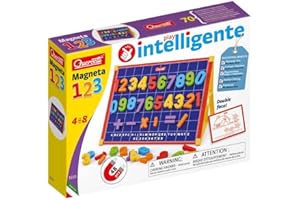 Quercetti Lavagna Magnetica per Bambini Double-Face Bambini 4-8 Anni, Lavagna Magnetica per Calamite con Numeri Magnetici, Giochi Educativi di Scrittura, Disegno e Calcoli, Regalo Bambino 4 Anni