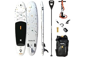 Hurley Stand Up Paddle Board with Backpack, Air Pump, Adjustable Paddle, Coiled Leash, Fin & Repair Kit