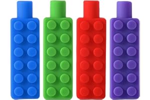 Kryzulax Lot de 4 Embouts de Crayon À Mâcher,Crayon à Mâcher Silicone,Crayons Mâcher Sensoriels,Jouet sensoriel à mâcher pour la dentition,l'autisme,le TDAH et les besoins des enfants(4 Couleur)