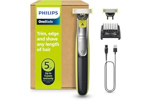 Philips OneBlade 360 Face, Autentico Regolabarba e Rasoio Elettrico, con l'Innovativa Lama 360, 2 Lame 360 per il Viso, Pettine Regolabile 5 in 1 (Modello QP2734/30)