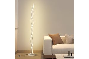 AManLife Lampadaire sur pied salon, LED Lampadaire, Lampe Salon 3 températures de couleur et 5 niveaux de luminosité, 145 cm - Lampe sur pied Blanc pour salon, chambre...