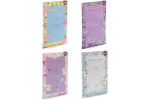 Hassett Green London Hand Made Scented Sachet Large - Four Pack Honeysuckle & Jasmine, Lilac & Lavender, Natural Cotton, Sensual Sensuelle - For Wardrobes and Drawers