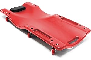 XPOtool Sdraio da officina 91x42,5x11,5 cm Lettino da meccanico 2 scomparti per attrezzi Max 100 kg