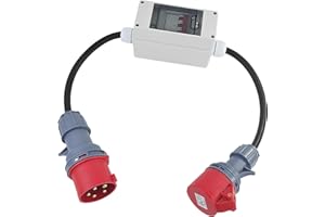 BQWEUN Adapter 32A Stecker auf 16A Kupplung, Gummi Verlängerungskabel 1m, Anschlusskabel mit Stecker, Starkstrom Verteiler, Benutzt für Elektrogeräte Anschließen schwarz