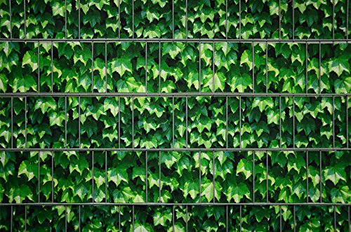 Zaunsichtschutz, Windschutz (31 versch. Motive) für Doppelstabmattenzaun *Weinblatt grün* beidseitig, 19cm, 26m Rolle