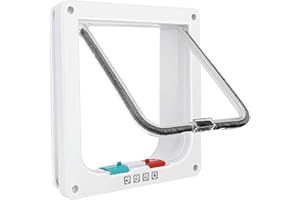 LESSMON Dünne Katzentür für Fenster, Haustiertüren und Schiebetür, Sicherheits-Haustiertür mit 4-Wege-Schloss, wetterfeste Katzenklappe für dünne Tür und Wand (Medium, 6.7in x 6.3in)